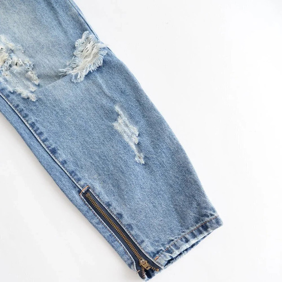 One Tea Spoon Blue "Trashed Free Birds" Extreme Distressed Straight Tapered 27 - Picture 7 of 15